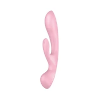 Двосторонній вібратор-кролик Satisfyer Triple Oh Pink, 3 мотори, руків’я-масажер — Переглянути зображення 1