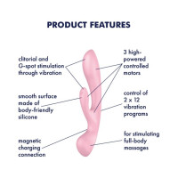 Двусторонний вибратор-кролик Satisfyer Triple Oh Pink, 3 мотора, рукоятка-массажер — Просмотреть изображение 7