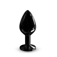 Металева анальна пробка з кристалом Dorcel Diamond Plug Black M — Переглянути зображення 1