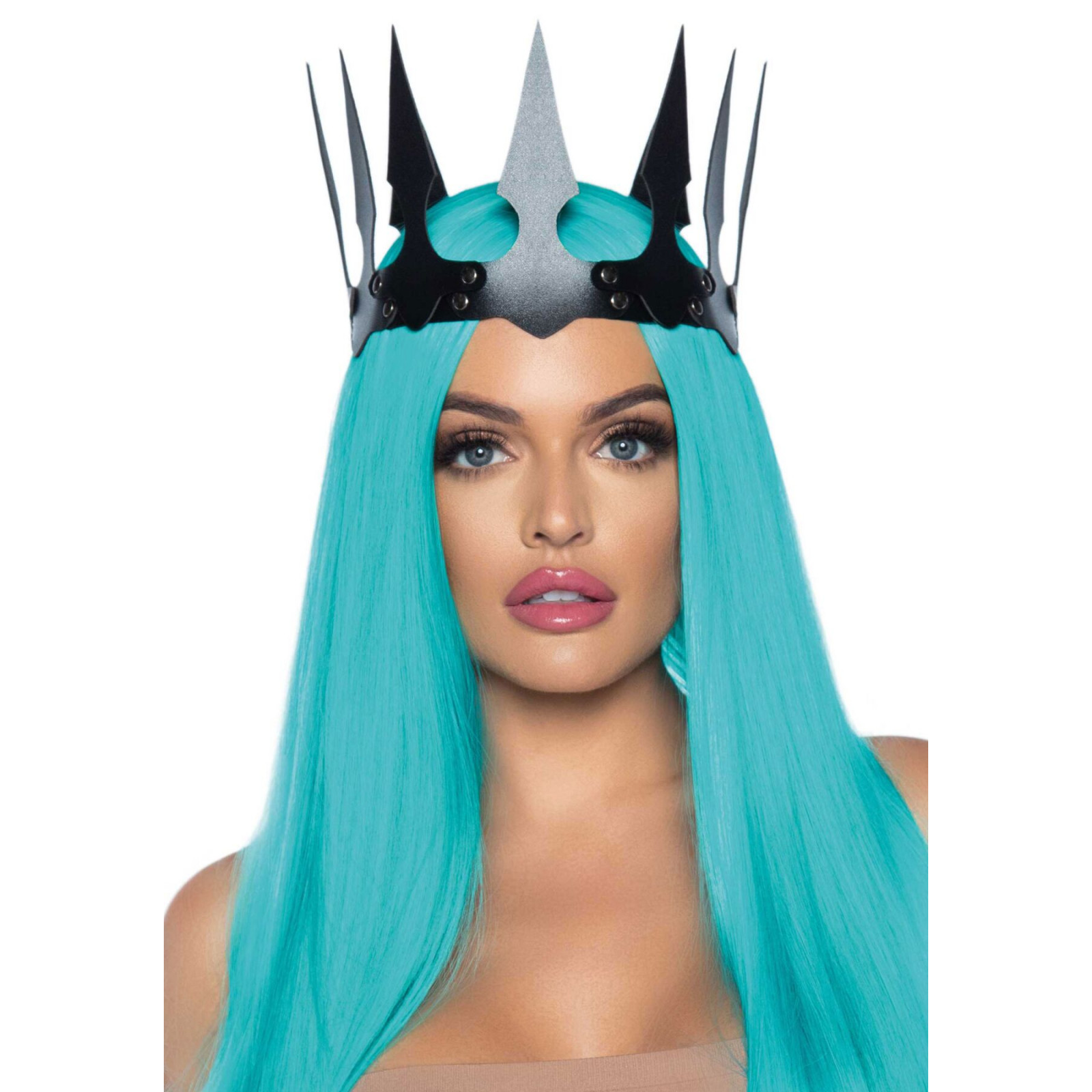 Корона злой королевы Leg Avenue Faux leather spiked crown Black, искусственная кожа, заклепки