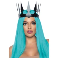 Корона злої королеви Leg Avenue Faux leather spiked crown Black, штучна шкіра, заклепки — Переглянути зображення 1