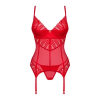 Комплект корсет та стрінги Obsessive Ingridia corset &amp; thong M/L, червоний — Переглянути зображення 3