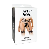 Сексуальні шкіряні гартери з поясом Art of Sex - Vivien, розмір XS-M, колір чорний — Переглянути зображення 5