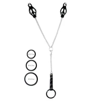Затискач для сосків Art of Sex - Nipple Clamps for Men Black clover з ерекційними кільцями — Просмотреть изображение 1