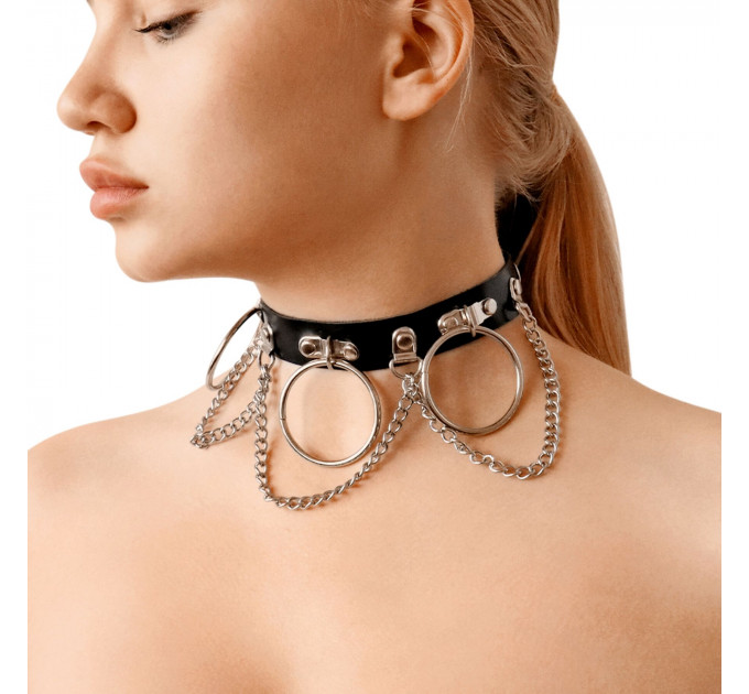 Чокер із натуральної шкіри Art of Sex - Bonita, колір чорний