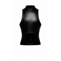 Топ Noir Handmade F324 Glam, M, black, халтер, на молнии, виниловые вставки, воротник-стойка