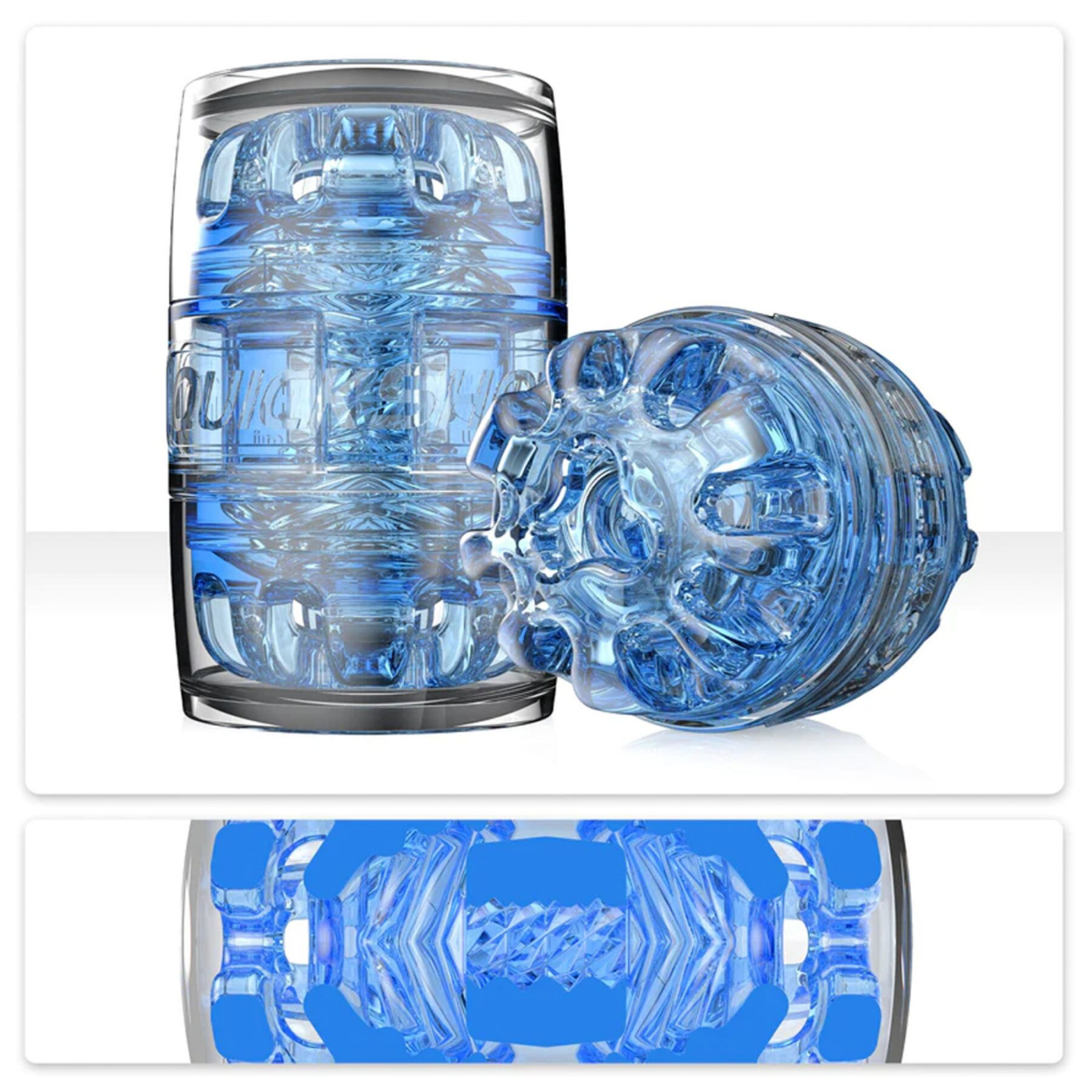 Мастурбатор Fleshlight Quickshot Turbo Blue Ice, компактный, сквозной, подойдет для пар и минета