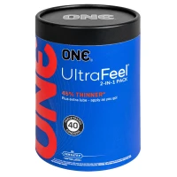 Презервативи ONE Ultra Feel, ультратонкі, з додатковою змазкою, 40 шт, подарункове паковання-тубус — Переглянути зображення 1