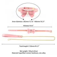 Нашийник з повідцем LOCKINK SEVANDA Love Heart Butterfly Leather Collar Set, рожевий, з бантом — Переглянути зображення 10