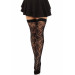 Панчохи Leg Avenue Wild rose net thigh highs, One Size, чорні, широка резинка, малюнок-троянди