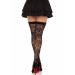 Панчохи Leg Avenue Wild rose net thigh highs, One Size, чорні, широка резинка, малюнок-троянди