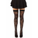 Панчохи Leg Avenue Wild rose net thigh highs, One Size, чорні, широка резинка, малюнок-троянди