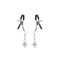 Затискачі для сосків із сердечком Liebe Seele Glow-in-dark Nipple Clamps Green, світяться в темряві — Переглянути зображення 1