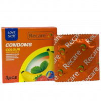 Презервативи Recare Color Fruit Flavour Condoms 3 шт, аромати: м'ята, банан, полуниця
