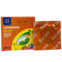 Презервативи Recare Color Fruit Flavour Condoms 3 шт, аромати: м'ята, банан, полуниця — Переглянути зображення 1