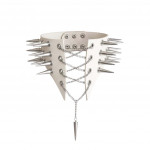 Чокер комір з шипами Art of Sex - Ariadna, натуральна шкіра, колір білий, XS-M