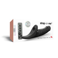 Вібронасадка для страпону з вакуумною стимуляцією Strap-On-Me Multi Orgasm Realistic Dildo XL Black — Переглянути зображення 7
