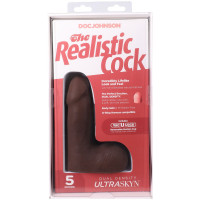 Фаллоимитатор Doc Johnson The Realistic Cock ULTRASKYN - 5 Inch with Balls Chocolate — Просмотреть изображение 10