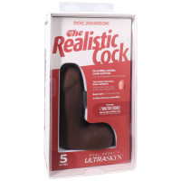 Фаллоимитатор Doc Johnson The Realistic Cock ULTRASKYN - 5 Inch with Balls Chocolate — Просмотреть изображение 8