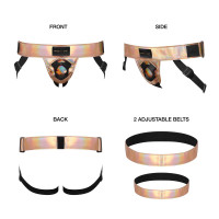 Трусы для страпона Strap-On-Me Leatherette Harness Curious  Holographic Rose Gold (мятая упаковка!!!) — Просмотреть изображение 3