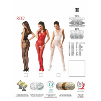 Бодістокінг Passion BS052 black, комбінезон, імітація корсета з підтяжками, панчіх і трусиків — Переглянути зображення 8