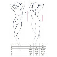 Корсет с открытой грудью Passion DIABOLINA CORSET S/M, black, пажи, трусики, полупрозрачный