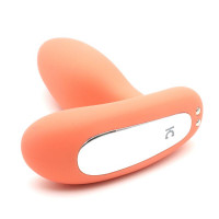 Вибропробка и массажер простаты 2-в-1 KISTOY Gordon Orange с пультом ДУ, гибкая ножка