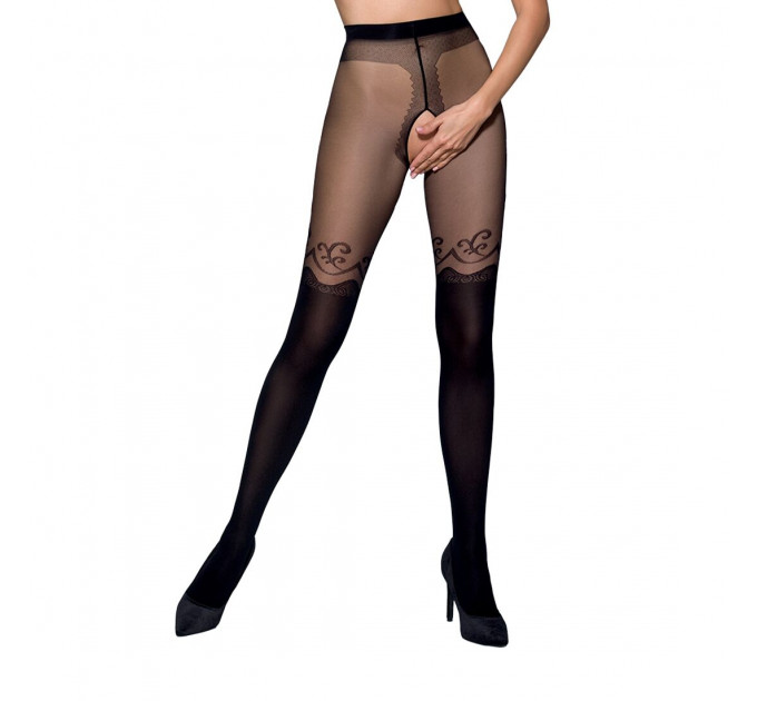 Колготки з відкритим доступом, подвійна щільність Passion TIOPEN 012 3/4 (20/40 den), black