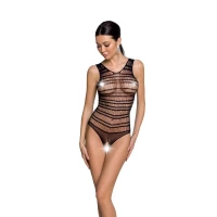 Бодістокінг з доступом Passion BS086 black, вертикальна сітка, виріз на спинці — Переглянути зображення 1