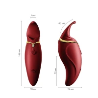 Вібратор 2в1 з язичком Zalo — Hero Wine Red, кристал Swarovski — Переглянути зображення 2