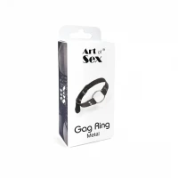 Кляп металеве кільце на ременях Art of Sex – Gag Ring Metal, чорний, натуральна шкіра — Переглянути зображення 5