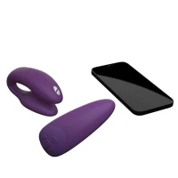 Смарт-вібратор для пар We-Vibe Chorus Purple, сенсорне керування вібраціями стисненням пульта — Переглянути зображення 4
