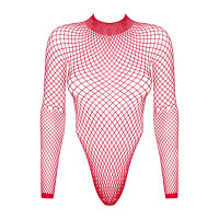 Сетчатый бодистокинг с длинным рукавом Obsessive B126 teddy red XL/XXL, красный Сетчатый бодистокинг с длинным рукавом Obsessive B126 teddy red XL/XXL, красный