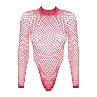 Сітчастий бодістокінг із довгим рукавом Obsessive B126 teddy red XL/XXL, червоний — Переглянути зображення 5