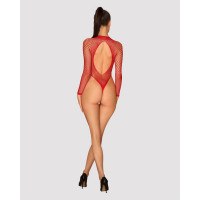 Сетчатый бодистокинг с длинным рукавом Obsessive B126 teddy red XL/XXL, красный Сетчатый бодистокинг с длинным рукавом Obsessive B126 teddy red XL/XXL, красный