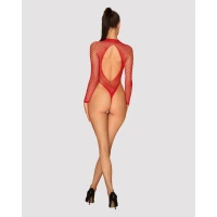 Сітчастий бодістокінг із довгим рукавом Obsessive B126 teddy red XL/XXL, червоний — Переглянути зображення 4