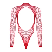 Сітчастий бодістокінг із довгим рукавом Obsessive B126 teddy red XL/XXL, червоний — Переглянути зображення 6