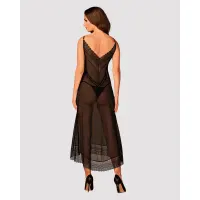 Напівпрозора довга сорочка Obsessive Estiqua chemise XS/S, чорний, асиметричний крій — Просмотреть изображение 4