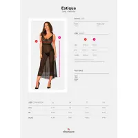 Напівпрозора довга сорочка Obsessive Estiqua chemise XS/S, чорний, асиметричний крій — Просмотреть изображение 7
