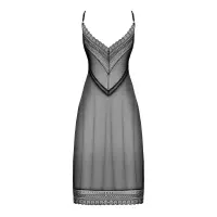 Напівпрозора довга сорочка Obsessive Estiqua chemise XS/S, чорний, асиметричний крій — Просмотреть изображение 6