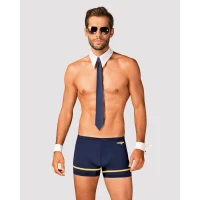 Еротичний костюм пілота Obsessive Pilotman set 2XL/3XL, боксери, манжети, комір з краваткою, окуляри — Переглянути зображення 1