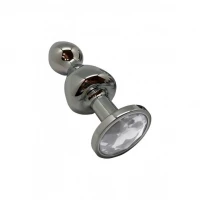 Металева анальна пробка Wooomy Lollypop Double Ball Metal Plug M, діаметр 3,1 см, довжина 9,4 см — Переглянути зображення 1