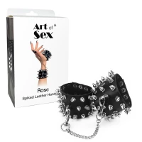 Наручники з шипами Art of Sex - Rose Spiked Leather Handcuffs, натуральна шкіра — Просмотреть изображение 4