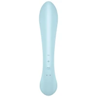 Двосторонній вібратор-кролик Satisfyer Triple Oh Light Blue, 3 мотори, руків’я-масажер — Переглянути зображення 3