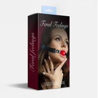Кляп силіконовий Feral Feelings Silicon Ball Gag Black/Red, чорний ремінець, червона кулька — Переглянути зображення 2