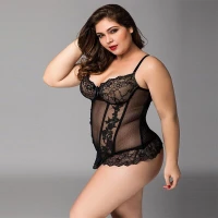 Мереживний корсет JSY «Сексуальна Белла» Plus Size Black, дрібна сітка, гіпюр, чашки з кісточками — Переглянути зображення 3