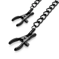 Затискачі для сосків Bedroom Fantasies Nipple Clamps with Chain - Black — Просмотреть изображение 3