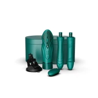 Компактна смарт секс-машина Zalo – Sesh Turquoise Green, 2 насадки, пульт ДК, кристал Swarovski — Просмотреть изображение 2