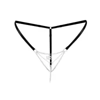 Сексуальні трусики з ланцюжком та підвіскою Art of Sex - KISS panties XS-M, колір чорний — Переглянути зображення 4