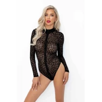 Боді під леопард Noir Handmade F287 Leopard flock bodysuit with long sleeves, S, довгий рукав — Переглянути зображення 1